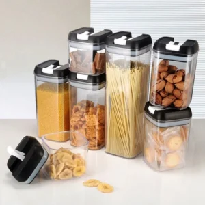 Set de 7 Frascos Herméticos con Tapa Negra